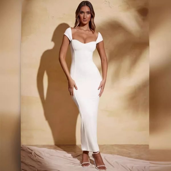 Flare Sleeve Mini Dress in White