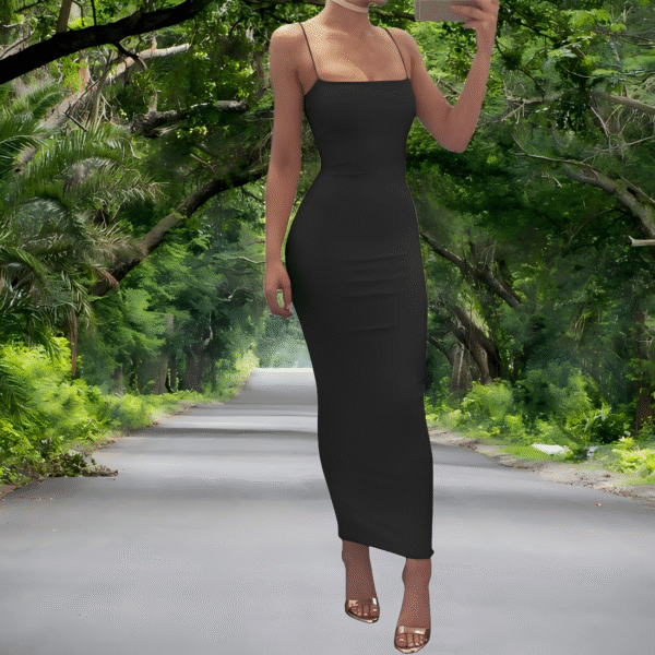 Sling backless slim dress black