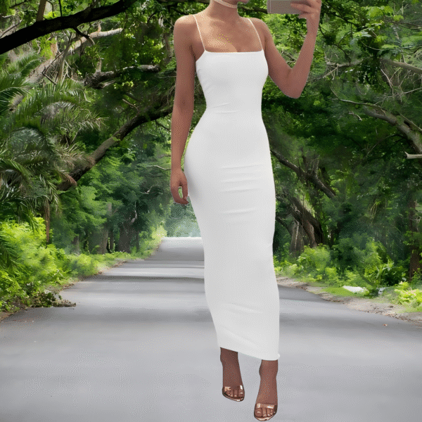 Sling backless slim dress white